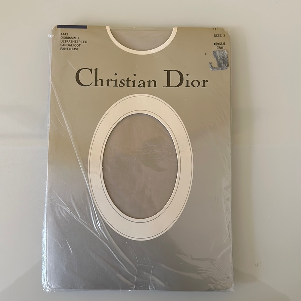 Dior Diorissimo Ultra Sheer Leg Sandal Foot Pantyhose in Crystal Gray Size 3